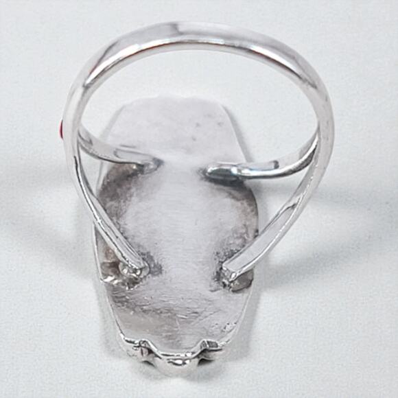 Vintage 925 Silver Abalone Shell Ring Boho Beach Iridescent Statement - Picture 5 of 7